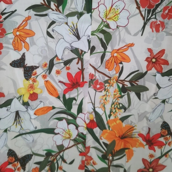 Floral Polyester Blouse Lightweight L - Picture 6 of 8